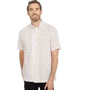 Ted Baker Shirt Men's Short Sleeve Button Up Geometric Print Size 4 (L)